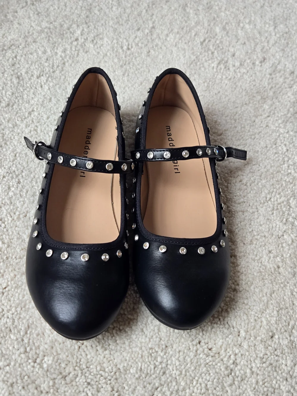 Madden Girl Black Studded Mary Jane Flats for Kids